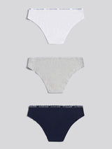 Womens 3 Pack Lace Trim Rib Bikini Brief in Pearl Grey Marl