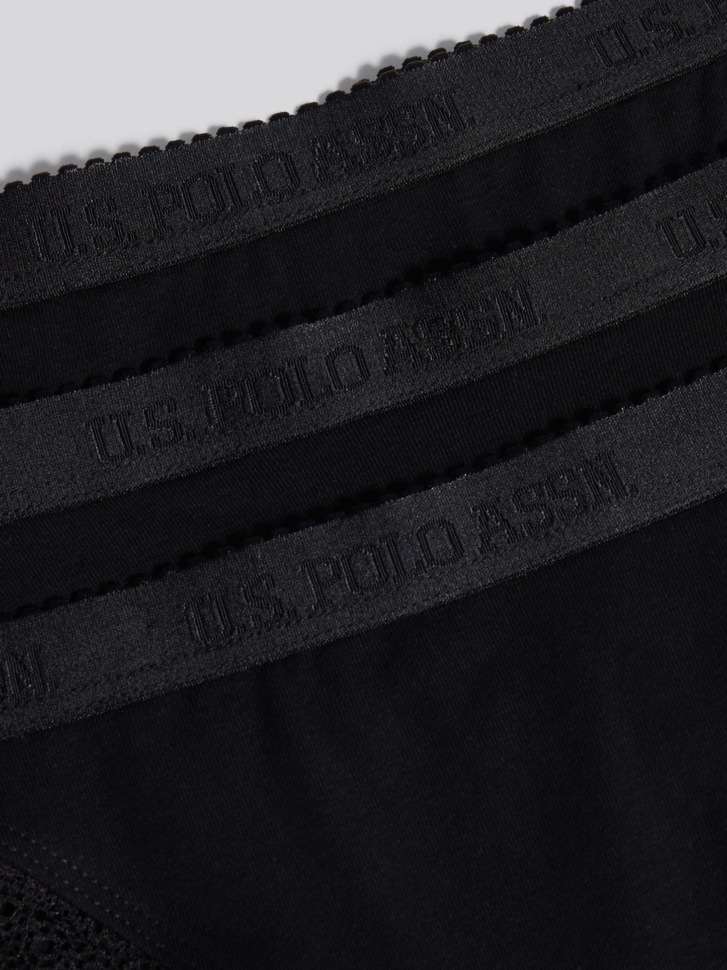 Womens 3 Pack Scallop Edge Lace Trim Bikini Brief in Black