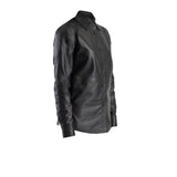 Women's Leather Shirt Collar Leather Jacket | Black