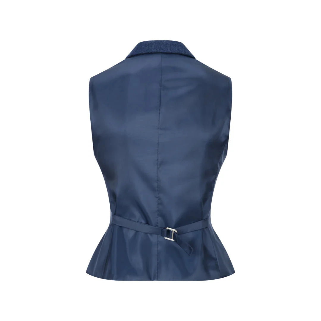 wsn02 - Women's Tweed Navy Blue Blazer Waistcoat & Trousers 1920s Suit