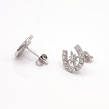 Zada Horseshoe Star Stud Earrings | Silver