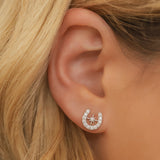Zada Horseshoe Star Stud Earrings | Silver