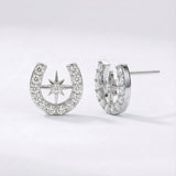 Zada Horseshoe Star Stud Earrings | Silver