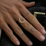 Zira Star and Moon Birthstone Ring | 18K Gold Plated