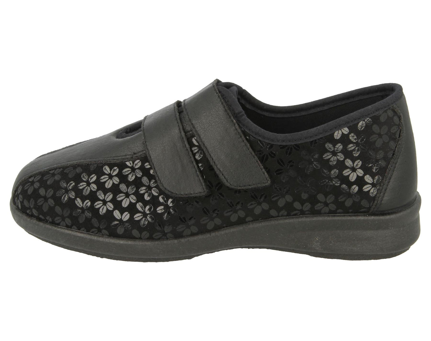 Womens (Azalea) 2V Wide Fit By Db Shoes in Black Stretch