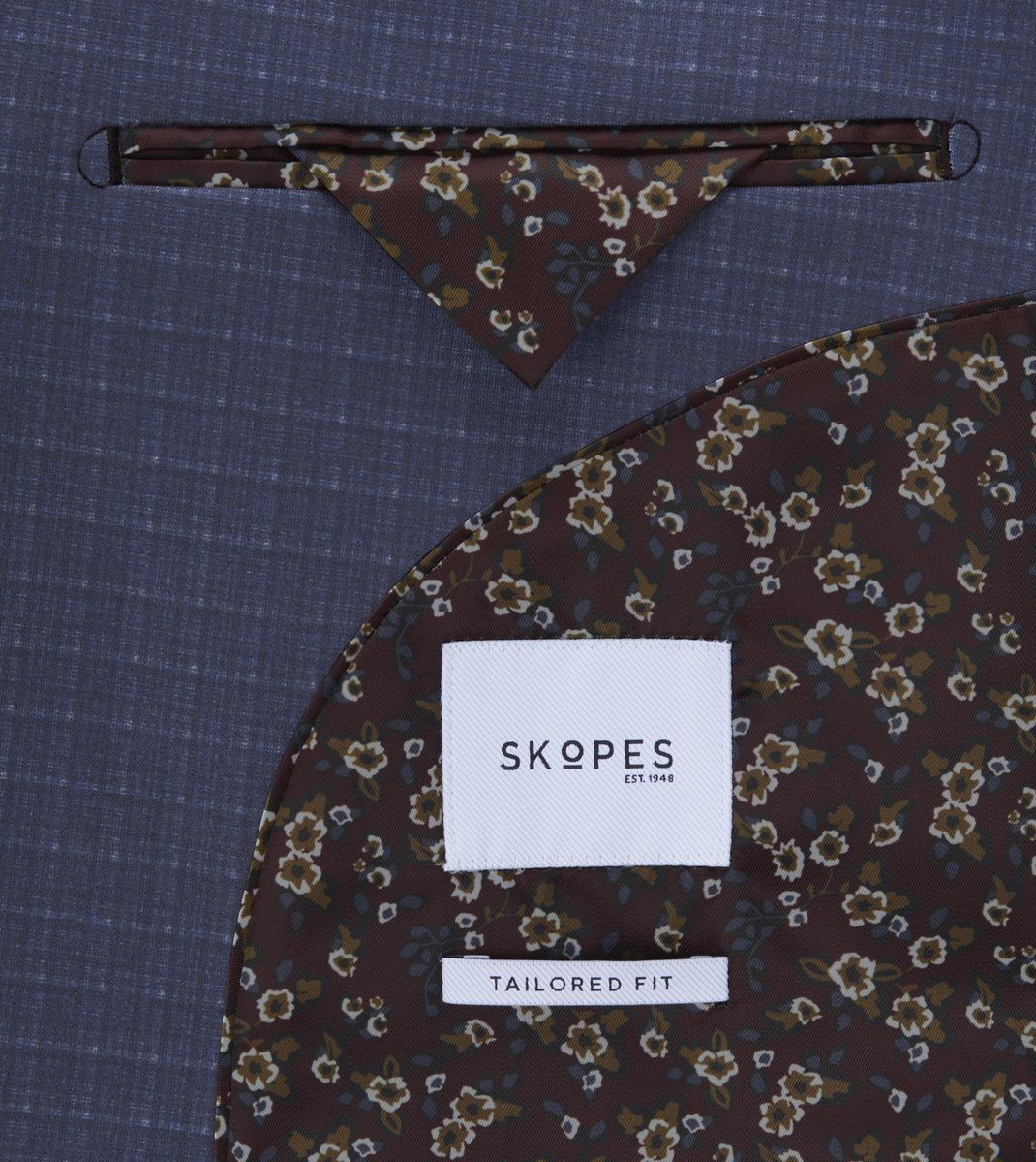 Skopes Fenton Ultimate Comfort Suit Tailored Jacket For Men in Navy Blue Square Check, 36S to 62L