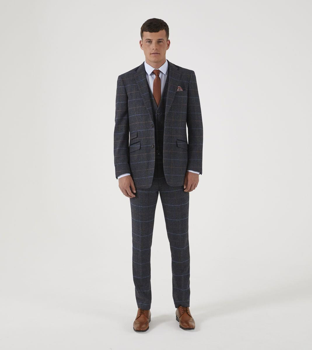 Skopes Tailored Fit Wool Blend Check Suit Jacket Doyle in Grey 34 to 62