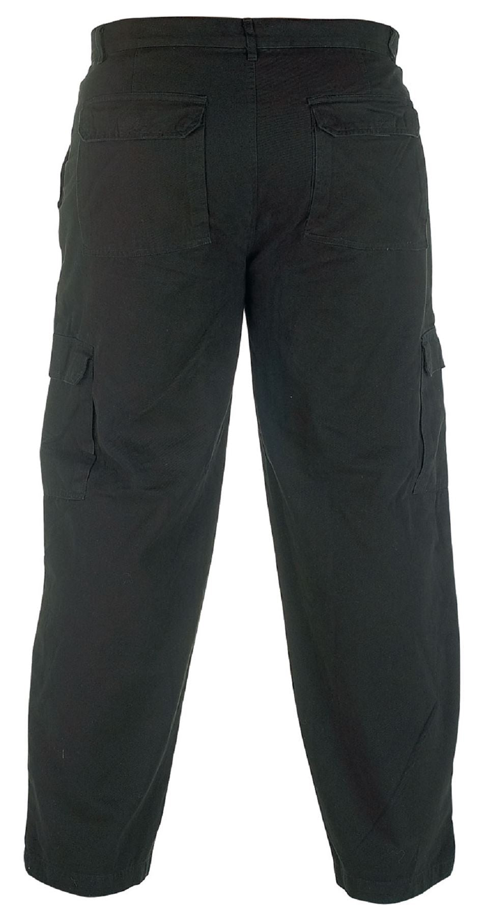 Duke London Mens Big Size Relaxed Fit Pure Cotton Cargo/Combat Trousers in Black
