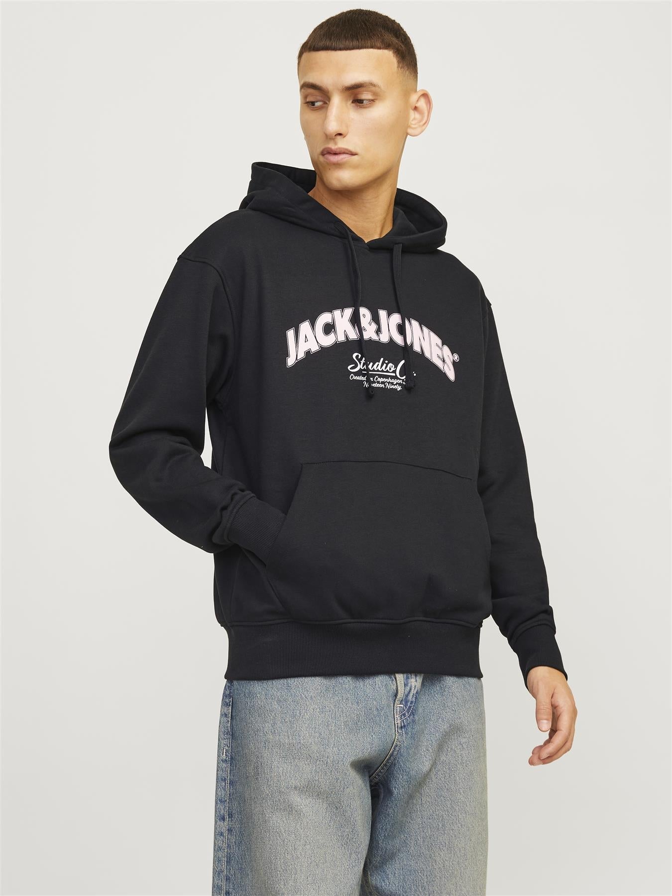 Jack & Jones Big Sweat Hoodie For Men (JORBRONX ARCH) in Black, L-XL