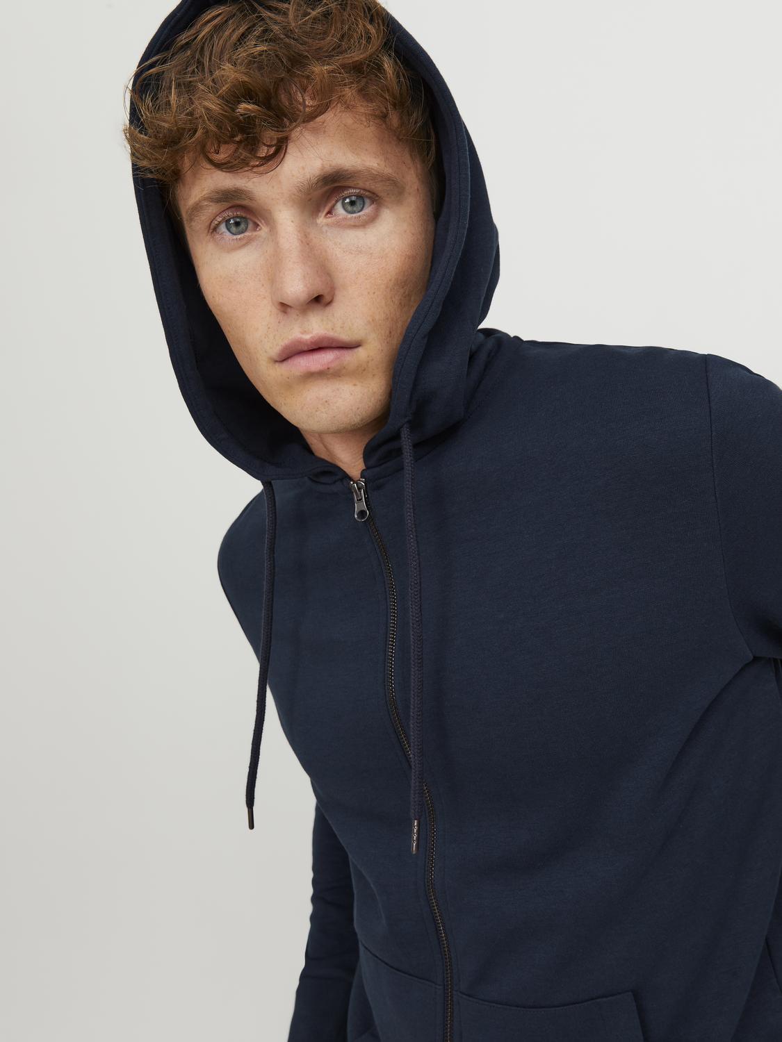 Jack & Jones Sweatshirt Zip Hoodie For Men (JJEBASIC) in 3 Colours, L-XL