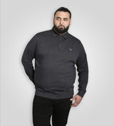 D555 SKEGNESS Collar Sweatshirt  For Men With Black Snap Button Placket in Navy Marl, 2XL-6XL