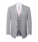 Skopes Men's  Tailored Fit Suit Jacket in Grey Check Pattern Anello 34 to 62