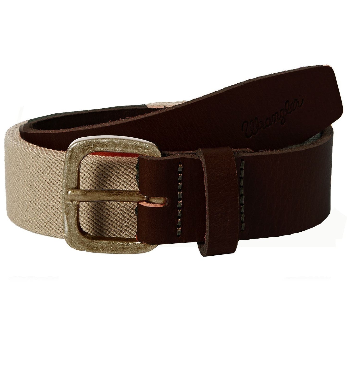 Wrangler Men's Stretch Canvas Belt With Leather Ends Size small to XXL