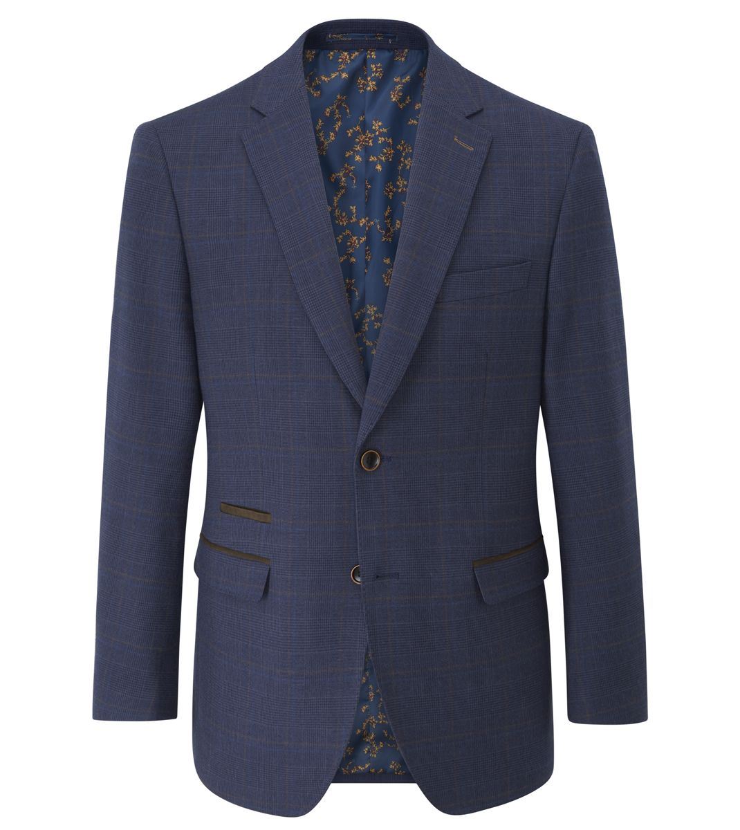 Skopes Guildford Suit Tailored Fit Jacket For Men in Navy Blue Check, 52R-62R