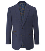 Skopes Guildford Suit Tailored Fit Jacket For Men in Navy Blue Check, 52R-62R