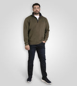 D555 LEICESTER 2 Quarter Neck Fleece Sweatshirt For Men (Tall) in Khaki, LT-3XLT