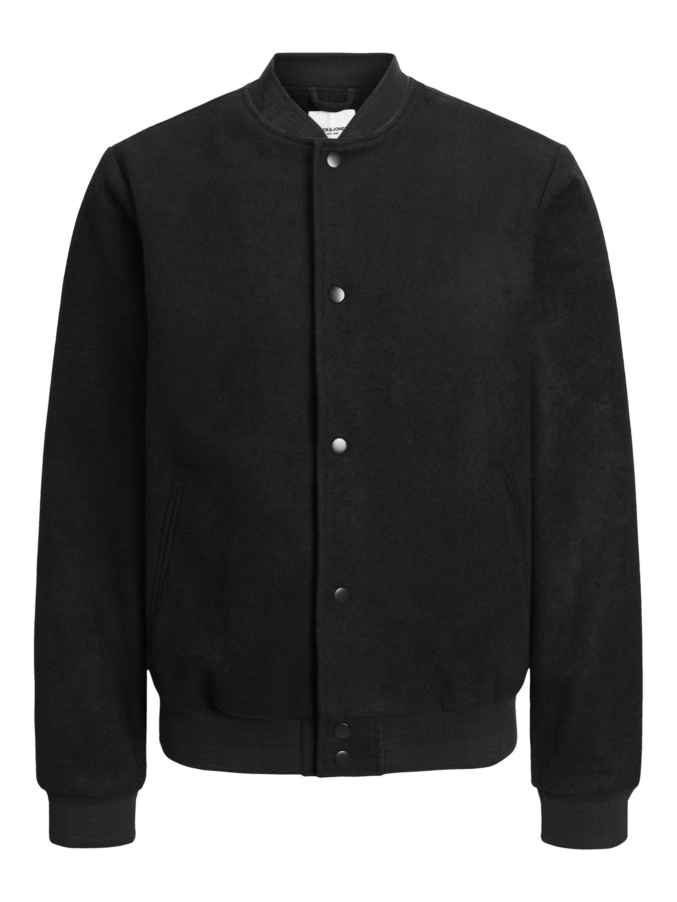 Jack & Jones Plus Men's (12245796) JJZAC Wool Bomber Jacket in Black Colour 1XL to 6XL