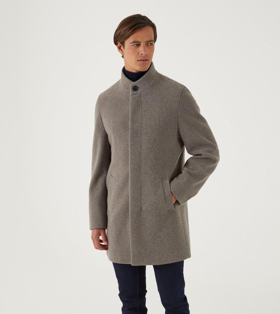 Skopes Men's Plus Size Classic Style Overcoat In Oatmeal Size 2Xl-5Xl