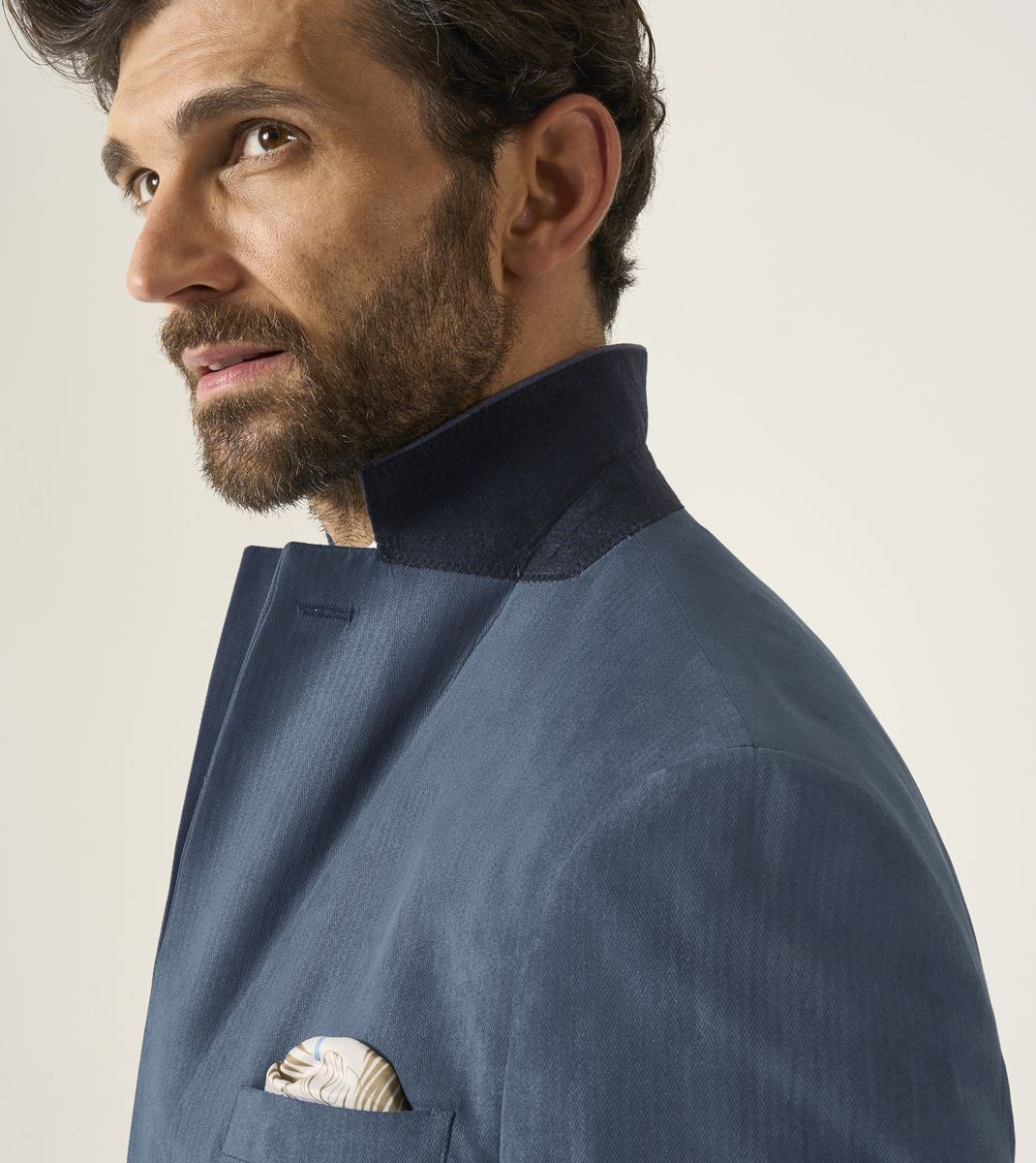 Skopes Tailored Fit Padua Jacket For Men in Blue Herringbone, 36S-62L