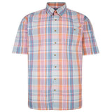 Espionage Mens Big Size Yarn Dyed Check Shirt (347) in Mint/Peach Pastel