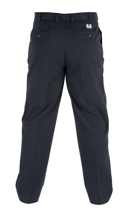 DUKE LONDON PEACHED AND WASHED COTTON CHINO TROUSERS IN WAIST SIZE 42 TO 60" & INSIDELEG 30/32/34", NAVY AND BEIGE COLORS