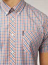 Ben Sherman Signature House Check Short Sleeve Shirt For Mens (0059144) in Pale Blue, 2XL-5XL