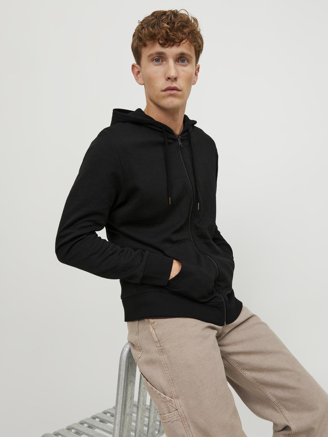 Jack & Jones Sweatshirt Zip Hoodie For Men (JJEBASIC) in 3 Colours, L-XL