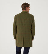 Skopes Mens Plus Size Wool Blend Herringbone Green Check Overcoat In Size Small To 5Xl