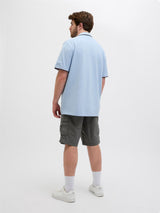 JACK & JONES Plus Size Short Sleeve Luxury Polo Shirt for Men in Chambray Blue, 2XL-6XL