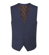 Skopes Fenton Ultimate Comfort Suit Waistcoat For Men in Navy Blue Square Check, 34R to 62R