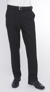 SKOPES WOOL BLEND FLAT FRONT TROUSERS IN BLACK