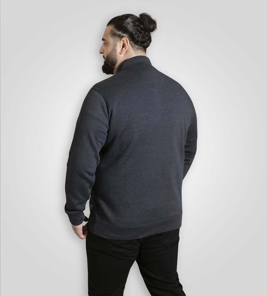 D555 SKEGNESS Collar Sweatshirt  For Men With Black Snap Button Placket in Navy Marl, 2XL-6XL