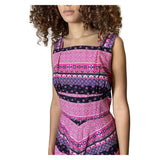 1970's Original Vintage Pink & Multi Coloured Floral Print Dress UK 8 - 12