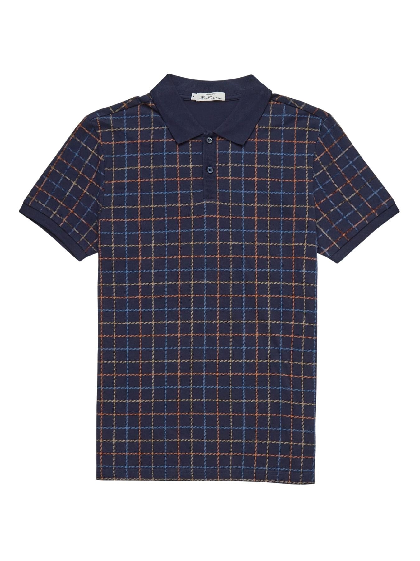 Ben Sherman Men's Plus Size Tattersall Check Polo Marine 2XL-5XL