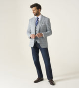 Skopes Aspen Tailored Fit Jacket For Men in Blue Check Puppytooth, 36S-62L