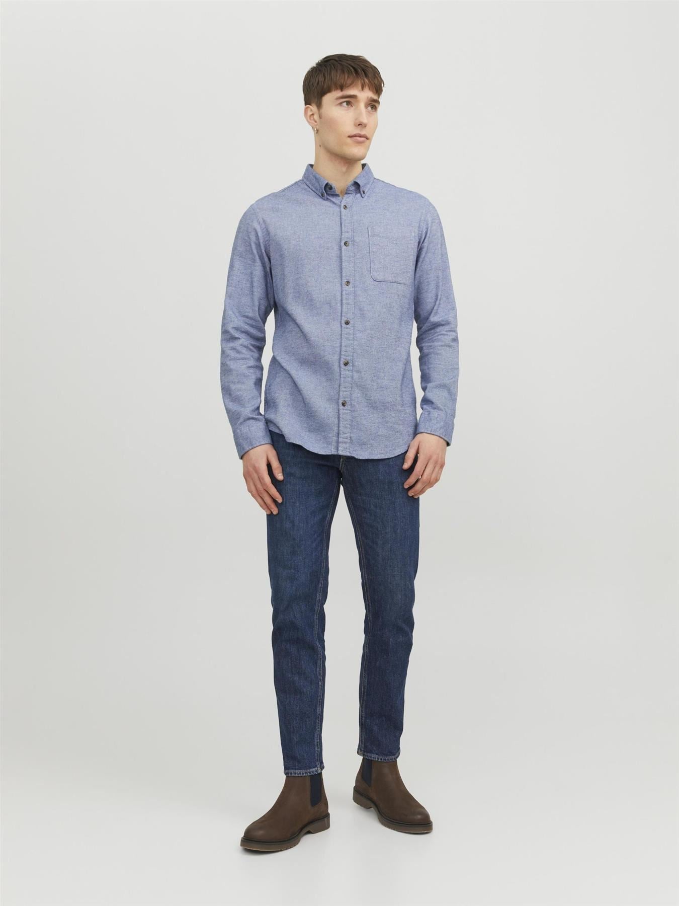 Jack & Jones Long Sleeves Shirt For Men (JJECLASSIC MELANGE) in 4 Colours, L-XL