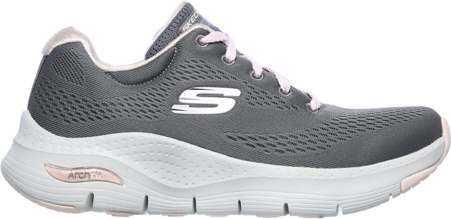 Skechers Arch Fit Sunny Outlook Sports Shoe Ladies Sports in Grey/Pink