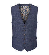 Skopes Men's Woolf Tailored Fit Waistcoat in Navy Check 34 to 72 Regular