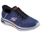 Skechers Lace Up Shoe For Men Slip Ins Go Walk Arch Fit 2.0 Simplicity 2.5 in Navy/Orange, 6-15