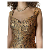 Gorgeous Original Vintage 1970's Gold / Bronze Brocade Dress UK 10 - 14