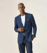 Skopes Tailored Fit Orville Suit Jacket For Men in Blue Self Check, 36S-62L