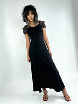Incredible 1970's Vintage Moss Crepe Radley of London Black Dress UK 8 - 10