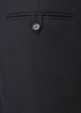 SKOPES Mens Wool Blend Flat Front Trousers in Navy