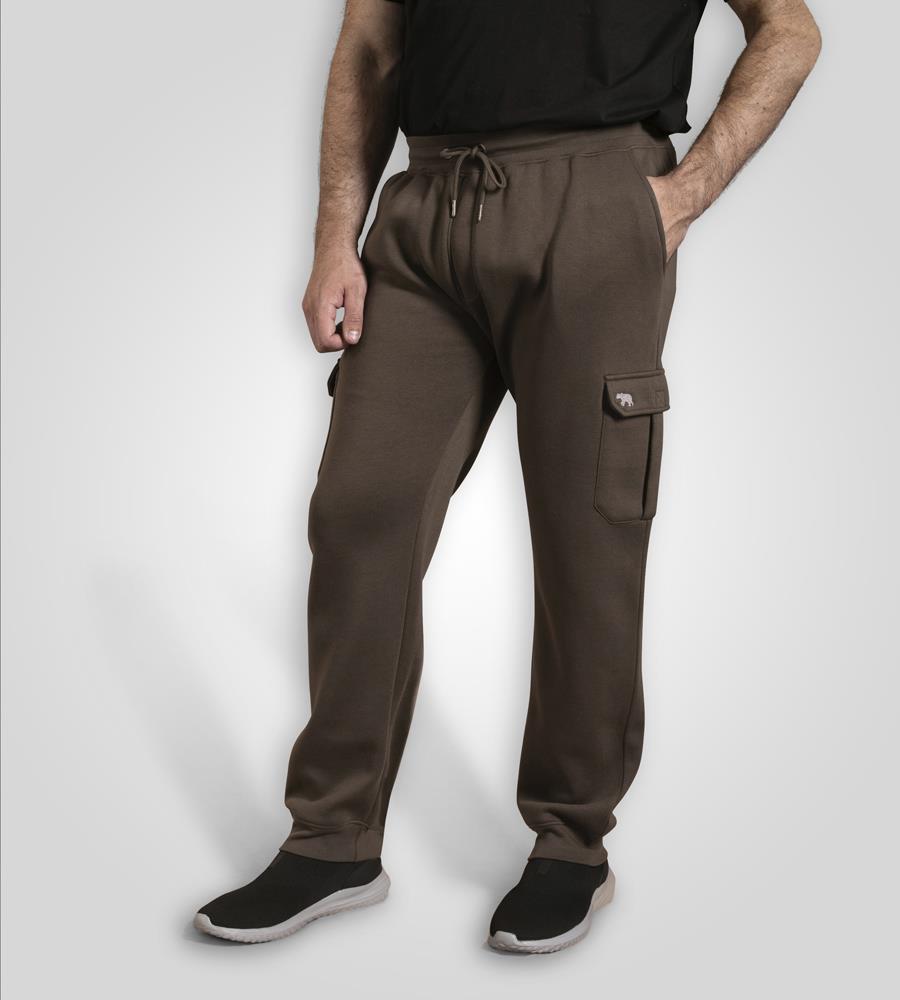 D555 EDINBURGH 2 Khaki Cargo Pocket Joggers For Men (Tall) With Ribbed Cuffs in Khaki, LT-1XLT