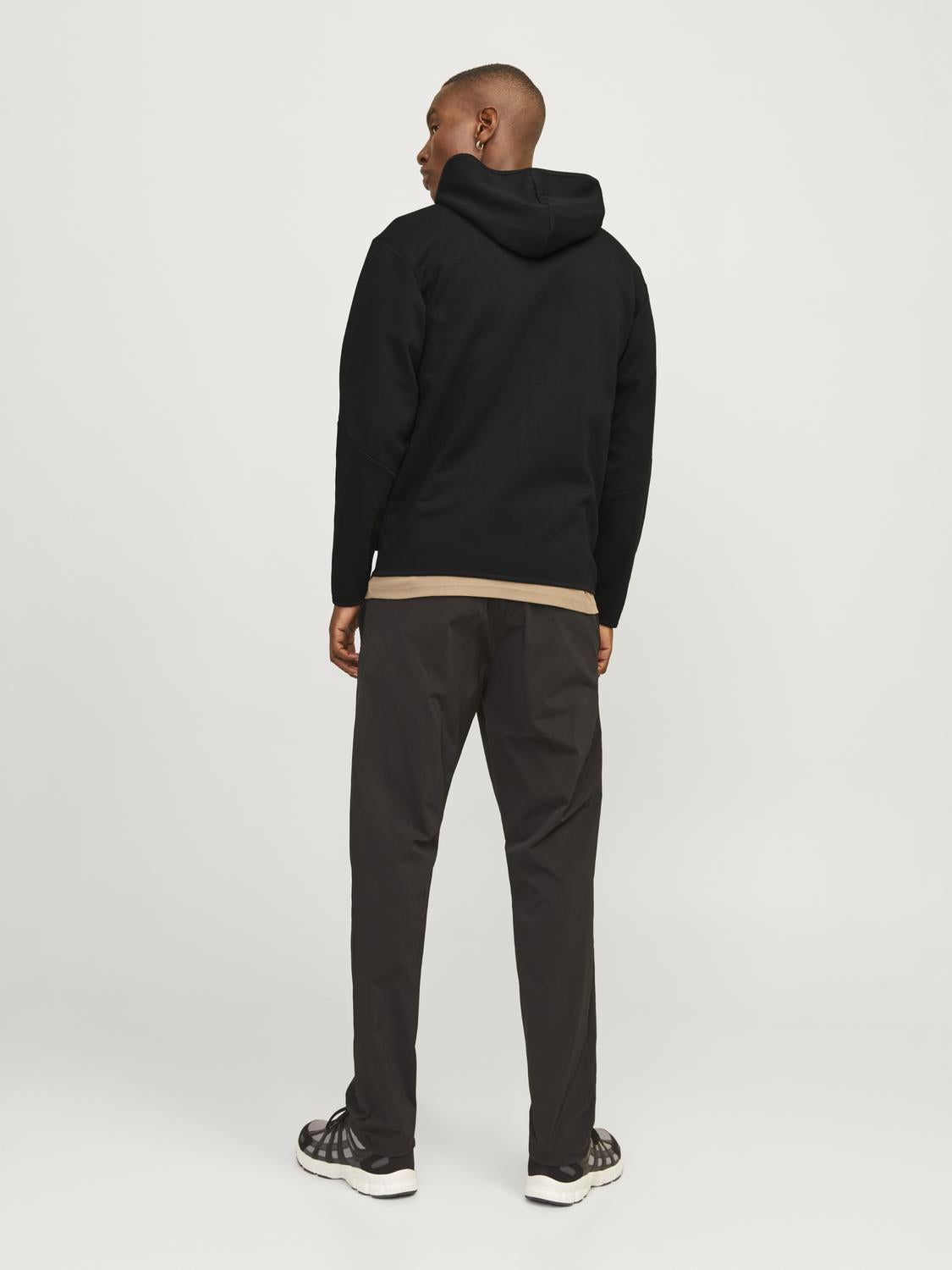 Jack & Jones Sweat Zip Hoodie Jacket For Men (JCOFUSION) in Black, L-XL