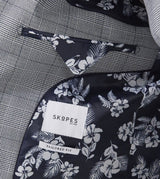 Skopes Men's  Tailored Fit Suit Jacket in Grey Check Pattern Anello 34 to 62