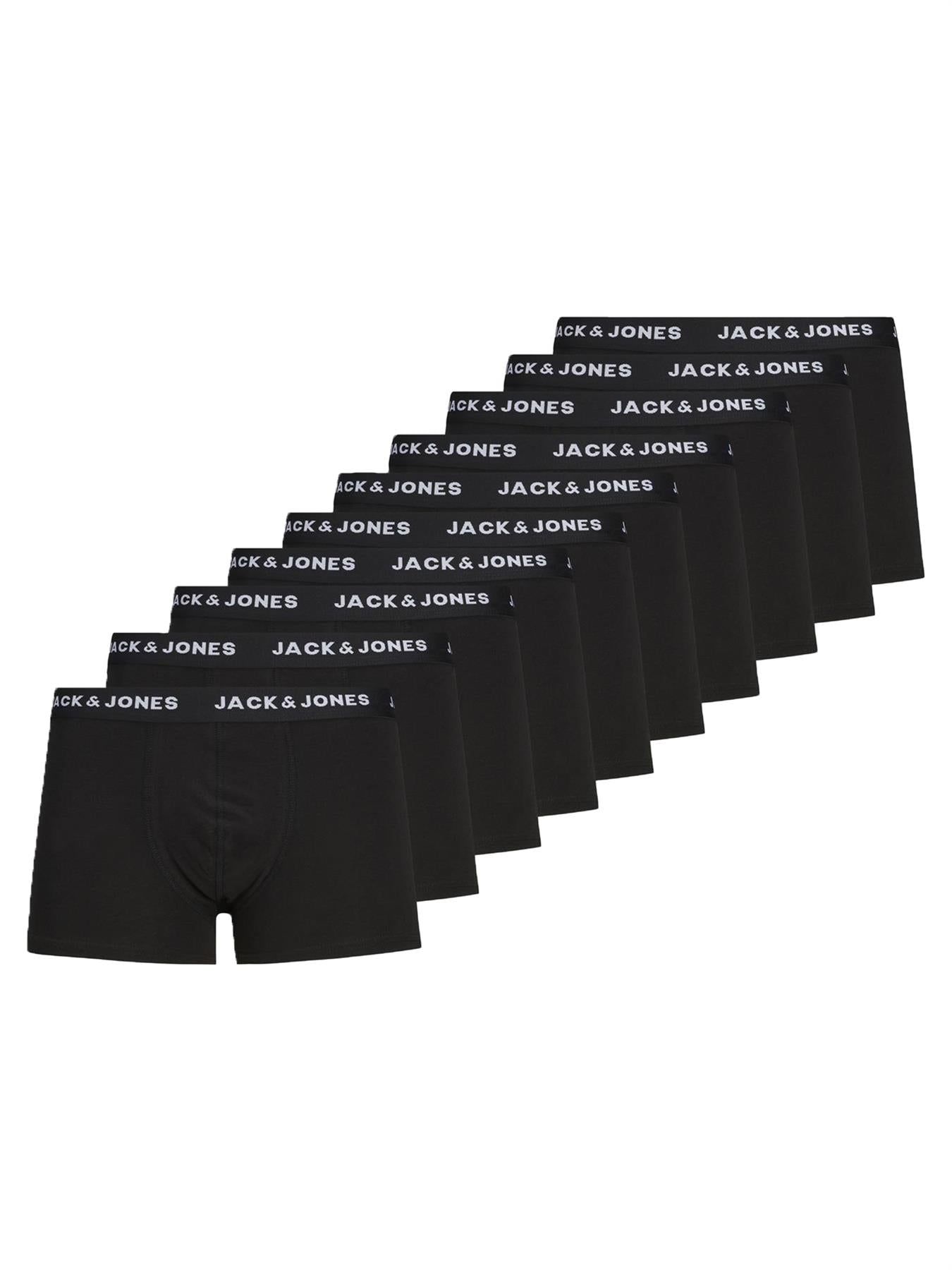 Jack & Jones Men's Basic Trunks 10 Packs in 3XL-6XL, Black