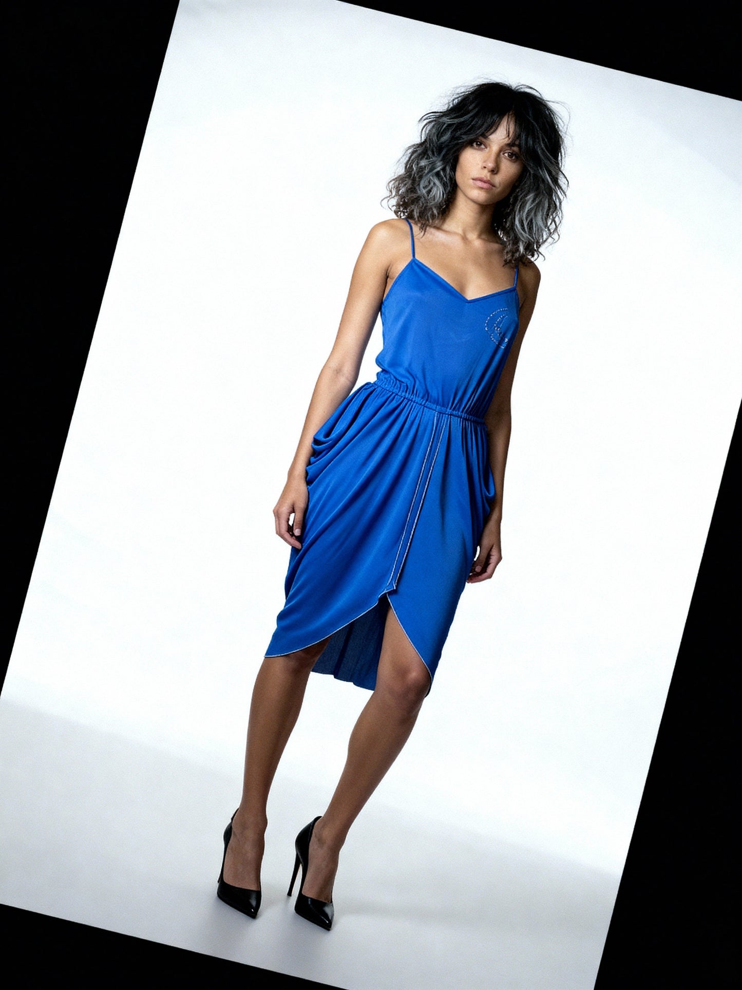 Original 1970's Vintage Electric Blue Disco Dress UK 6 - 8