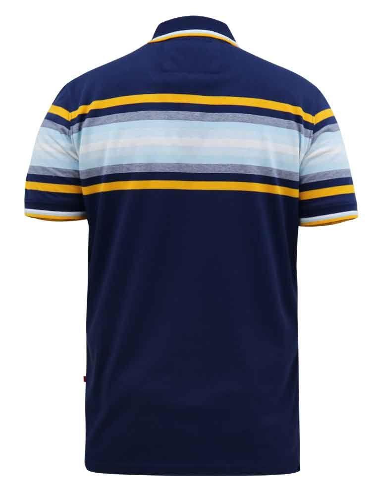 D555 Men's PELDON Chest Stripe Jersey Polo Shirt in Denim Marl 2XL to 6XL