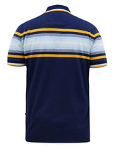 D555 Men's PELDON Chest Stripe Jersey Polo Shirt in Denim Marl 2XL to 6XL